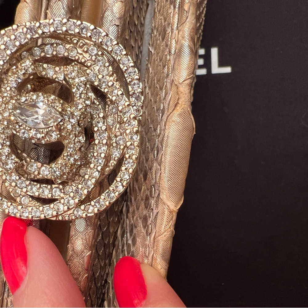 Chanel gold python clutch with crystals locker - Picture 9 of 15